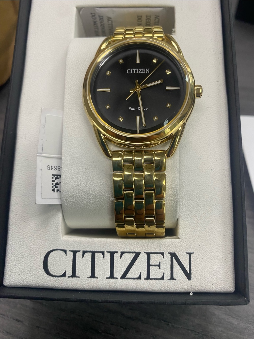 Citizen Men's Gold-tone Black Dial Eco-Drive Bracelet Watch
